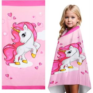 Kal-Serviette De Plage Licorne, 70 X 150cm Serviette De Bain Séchage Rapide, Ultra Absorbant Doux Couverture De Plage Piscine Voyage Natation Camping Serviettes Pour Filles Enfants - Neuf