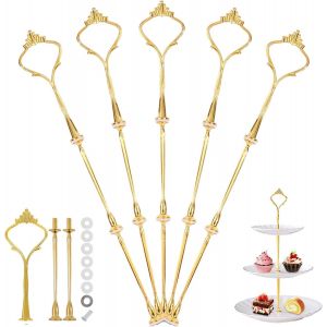 5 Pièces Présentoir À Gâteau Tiges,Poignée Support D'assiettes,Tiges Pour Stand À Gâteaux,Stand À Gâteaux Kits,Métal Présentoir Dessert,Présentoir À Gâteau Multi Étages Support - Neuf
