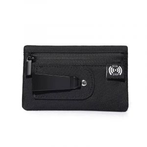 Rfid porte-carte de crédit hommes portefeuilles de luxe en Nylon mince portefeuille fermeture éclair porte-carte clé mâle tactique sac à main porte-monnaie avec mousqueton-Black-With Belt Clip- - Neuf