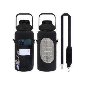 Bouteille D'eau De Sport Noire De 2 L Avec Sac De Transport Et Marqueur De Temps - Neuf