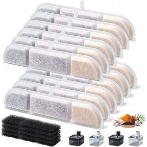 Kalanka-24pcs Distributeur D&iquest;Eau Filtrante Pour Chat Et Chien, 12pcs Filtre De Fontaine + 12pcs Sponge De Pompe &Agrave; Eau, Filtre Sain Et Hygi&eacute;nique Pour Le Distributeur D'eau Pour Animaux Dpwfp6 - Neuf