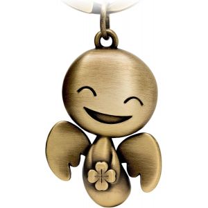 KALANKA-Porte-cl&eacute;s ange gardien Happy avec tr&egrave;fle - Ange porte-bonheur en m&eacute;tal - Porte-bonheur pour voiture - Cadeau bonne chance - Neuf