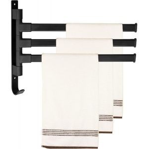 Eryi-Porte Serviette Murale, Porte Serviette En Aluminium,Autocollant Sans Perçage, 3 Barres 180°Rotatives Séparation Sèche Et Humide Avec Crochets Pour Salle De Bain, Cuisine - Neuf