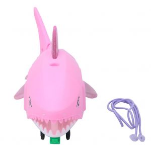 Jouet animal electrique en forme de requin avec laisse et eclairage, musique et poisson pour enfants, rose - Neuf
