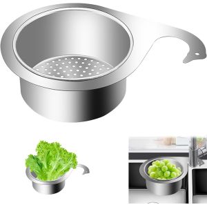 Eryi-Passoire Déchets Cuisine Acier Inoxydable, Panier Évier Suspendu Pour Robinet Mini 22cm, Filtre Forme Cygne Amovible Multifonctionnelle Pour Saleté Alimentaire Filtre, Égoutter Fruits Légumes Pe - Neuf