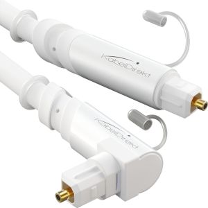 Cable Optique Audio Coudé À 90° Avec 0% De Perte De Signal-3m-Câble Toslink Blanc (S/Pdif,Câble Fibre Optique Pour Home Cinéma,Amplificateurs,Ps4,Xbox) - Neuf