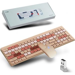Ensembles Clavier Souris Sans Fil 2.4Ghz & Bluetooth,Clavier Et Souris Sans Fil Avec Batteries Rechargeables,Clavier Ultra-Fin Avec Pav&eacute; Num&eacute;rique,Souris Silencieuse,Pour Pc/Laptop/Mac,Qwerty - Neuf