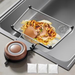 Kalanka-Passoire Evier Cuisine &Agrave; Ventouse, Egouttoir Evier Avec 150 Filets Evier Dechet, 2 En 1 Accessoire Evier Cuisine, Pour Passoire D'angle Pour Fruits Et L&eacute;gumes, D&eacute;chets - Neuf