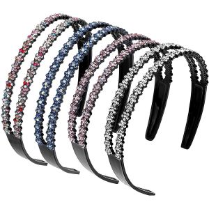 Strass Bandeau Double Cristal Côté Mode Bandeau Dur Antidérapant Prong Headband Hair Acces - Neuf