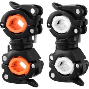 2 Pi&egrave;ces Pince &Agrave; V&eacute;lo Lampe De Poche,Rotatif &Agrave; 360 Degr&eacute;s,Support De Lumi&egrave;re De V&eacute;lo,Support De Lampe De Poche De V&eacute;lo,2 Couleurs - Neuf