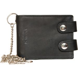 Poche Porte-Monnaie Noir, Pour Homme, En Cuir V&eacute;ritable Solide, Avec La Cha&icirc;ne De M&eacute;tal, Rfid - Neuf