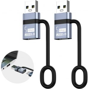 Lot de 2 adaptateurs USB vers USB C3.0 Type C Femelle vers USB A m&acirc;le 5 Gbps pour Phone 16 15 14 Pro Max, Pad 10 11, SAMS-ung S24 23 22... - Neuf