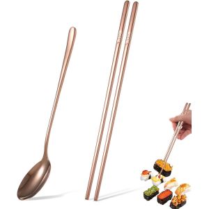 Kalanka-Baguettes Et Cuill&egrave;res En Acier Inoxydable, Baguette Et Cuill&egrave;res Cor&eacute;enne Baguettes R&eacute;utilisables Pour Maison H&ocirc;tel Restaurant Cadeaux - Neuf