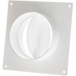 Ø 100mm Bride Murale avec Clapet Anti-retour - Connecteur Tube Rond - Raccord de Gaine avec Flange - Plastique PVC - Neuf