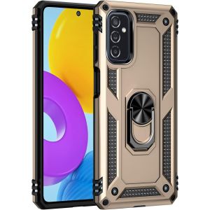 Kal-Coque Pour Samsung Galaxy M52 5g + Protecteur D'écran, Double Couche Hybride Ultra Armure Housse Étui De Protection Antichoc Armor Bumper Cover Avec Stand, Or - Neuf