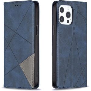 Mdy-Coque Pour Iphone 13 Pro Max (6,7 Pouces), Housse Portefeuille En Cuir Etui De Protection Avec Slim Tpu Silicone Bumper Magnétique Flip Case, Porte Cartes Avec Fonction Support Cover (Bleu) - Neuf