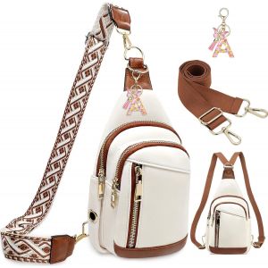 RFCBC-Sac de Poitrine Femme Sac Bandoulière Pochette Telephone Portable Sacoche 2 En 1 Cuir Petit Homme Etanche Sac a Dos 2 Bandouliere RéGlable pour Sports Plein Air Voyage Shopping Beigemarron - Neuf