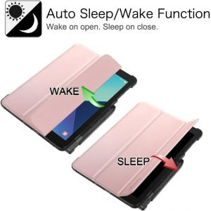 Coque Pour Tablette Samsung Galaxy Tab S3 9.7 Pouces Sm-T820 / T825 - Etui De Protection Avec Porte-Stylo Case Cover Rigide Fonction Sommeil/Réveil Automatique, Or Rose - Neuf