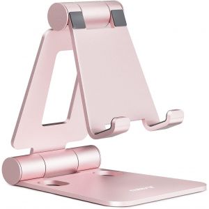Support T&eacute;l&eacute;phone R&eacute;glable, Support T&eacute;l&eacute;phone Bureau Pliable Portable Tablette Dock Compatible Avec Iphone 15/14/13/12/11 Pro Max Mini Xr X 8 Samsung Huawei D'autres Smartphones - Or Rose - Neuf