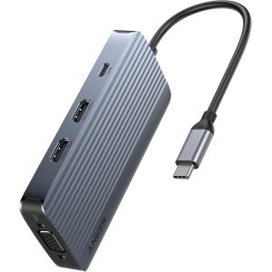 JGD-8-in-1 USB-C Hub, USB C Docking Station Triple Display Multi-Port Dongle with 2 HDMI 4K and VGA 1080p, 5Gbps Data Transfers, USB Ports for MacBook Air/Pro, Dell XPS, iPad Pro, and More - Neuf