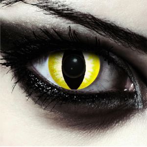 Kgabery-Lentilles De Couleur Jaune Pour Halloween Costume De Serpent, 1 Paire (2 Pcs), Yeux De Chat Sans Correction + Étui À Lentilles ""Yellow Dragon - Neuf