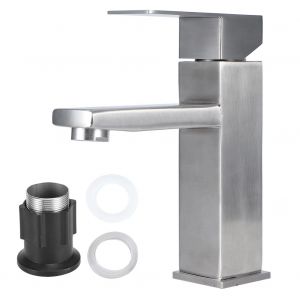 HJLIAN Robinet de lavabo en acier inoxydable a filetage G1 po, mitigeur d'evier pour salle de bain et cuisine - Neuf