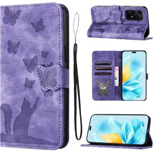 KAL-Housse Protection Pour Honor 200 Lite 5G 2024 6.7 Pouces Mat&eacute;riau En Cuir Pu Coque Honor 200 Lite Avec Fentes Pour Cartes Coque Honor 200 Lite Violet - Neuf