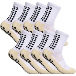 Slep-4 Paires Chaussettes Antidérapantes Foot, Chaussette Antiderapante Foot Homme Femme, Chaussette De Sport Epaisse Respirant Chaussette Grip Socquettes Pour Football Yoga Trekking, 38-45 - Neuf