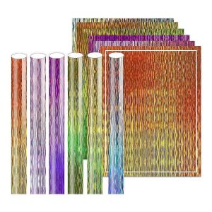 Vinyle Permanent Holographique Bross&eacute;,Feuilles De Vinyle Adh&eacute;sif 6 Couleurs - Neuf