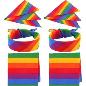 Ershi-Multicolore Arc En Ciel Gay Pride Lgtbi Pride Lgtbiq+ Bandana Foulard Bracelet 6pcs[1214] - Neuf