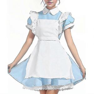 Femmes Alice Au Pays Des Merveilles Costume Cosplay Costume Robe De Femme De Chambre Conte De Fées Habiller Avec Tenue De Couvre-Chef - Neuf