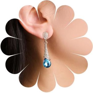 Kal-Boucles D'oreilles Pendantes Boho Rubis Boucles D'oreilles Longues Cristal Boucles D'oreilles Goutte D'eau Pierres Rouges Boucles D'oreilles Goutte D'eau Personnalisées Pavées Boucles - Neuf