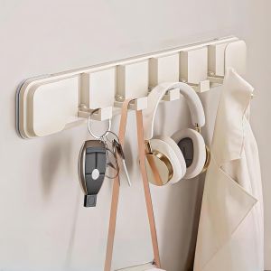 Pat&egrave;re Pliable Sans Per&ccedil;age - Avec Ventouse - Avec 5 Crochets - Pliable - 5 Crochets - Moderne - Peu Encombrant - Pour Salle De Bain,Chambre &Agrave; Coucher,Salon,Cuisine - Blanc - Neuf