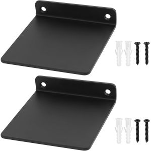 JEXNOVASHOP-2 Pcs Petites Etagere Murale Noir, &Eacute;tag&egrave;re Murale Etagere Noir, Tablette &Eacute;tag&egrave;re Flottante Mural Suspendue pour Salle de Bain Chambre &agrave; Couche Cuisine Bureau, 10.9x10x2,2 cm - Neuf