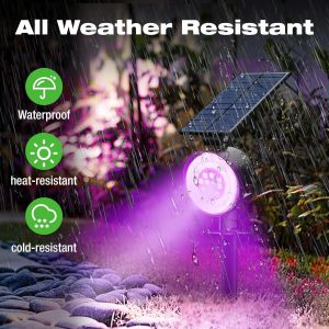 Rgb Spot Solaire Eexterieur Lot De 4, Lampe Solaire Jardin 6 Couleurs Fixes/1 Mode De Cycle, &Eacute;tanche R&eacute;glable Lumiere Solaire Puissant Pour Arbre Chemins Murale - Neuf