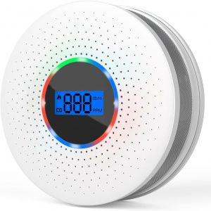 D&eacute;tecteur combin&eacute; de fum&eacute;e et de monoxyde de carbone, d&eacute;tecteur de fum&eacute;e et de monoxyde de carbone &agrave; double capteur, alarme de fum&eacute;e et de CO &agrave; piles rempla&ccedil;ables avec affichage num&eacute;rique pour votre maison, garage ou bureau. - Neuf