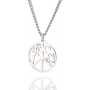 Kal-Collier Coexistence En Paix Pendentif Coexist Harmony Om/&Eacute;toile De David/Crescent/Yin Yang/Croix/Peace Collier Multi Religieux Spirituel Pour Femmes Amulette Hommes - Neuf