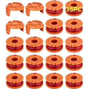 ASFASFq-20 Pcs Fil Coupe Bordure Compatible avec Coupe Bordure WORX,Ø 1,65mm & 3m Bobine Fil Coupe Bordure,Ligne de Bobine de Coupe de Remplacement et Capuchon de Protection(16 Fil Coupe Bordure,4Cou - Neuf