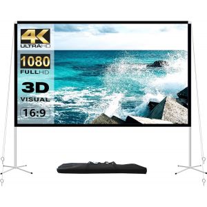 MEVRONISSHOP-cran de Projection Portable et Support 100 Pouces &eacute;cran de Projection ext&eacute;rieur 16:9 4K HD &eacute;cran de Projection de Film avec Sac de Transport pour int&eacute;rieur ou ext&eacute;rieur cin&eacute;ma Maison cin - Neuf
