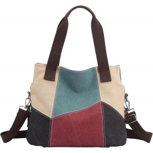 Sac À Main En Toile Pour Femme - Sac À Main Décontracté - Sac À Bandoulière Rétro En Toile - Sac De Shopping, Rouge, Décontracté, Rétro[H87] - Neuf