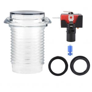Bouton-Poussoir Lumineux Led Transparent De 32 Mm Avec Micro-Interrupteur Pour Borne D'arcade (Blanc) - Neuf