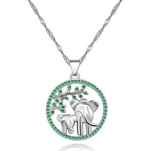 Kal-Y482 Collier Avec Pendentif En Forme De Forêt D'éléphant, Arbre Vert Et Symbole De Vie, Colibri Et C?ur - Neuf