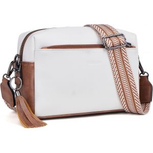 RFCBC-Petit Sac Bandoulière Femme avec 3 Compartiments Zippés,Sac à Bandoulière Femme en Cuir PU,Sac a Main Femmes Sacoche Femme Bandoulière avec Large Sangle Réglable et Amovible - Neuf