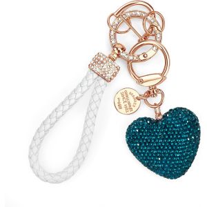 KAL-Porte-Clés C?ur Porte-Clés Scintillant Avec Strass Porte-Clés En Cuir Pour Femme Clés De Voiture Clés De Porte Bleu - Neuf