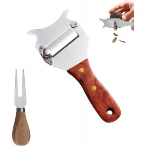 Jexnovashop-Coupe Fromage, Acier Inox Trancheuse &Agrave; Truffe R&eacute;glable Avec Poign&eacute;e, R&eacute;glable Rasoir Truffes, Avec Fourchette &Agrave; Fromage, Rasoir &Agrave; Truffes &Agrave; Lame Ondul&eacute;e, Pour Cuisine, Restaurant - Neuf
