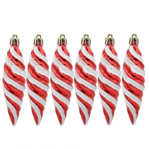 No&euml;l Spirale Boule de 6pcs/set Accroch&eacute; Astuce pour T&ecirc;te d'Ornement Color&eacute; Peint Ba--Rouge - Neuf