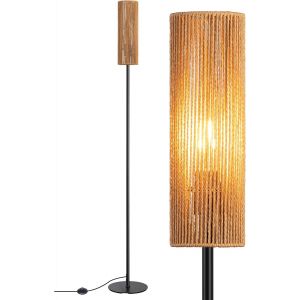 Subzonal-Lampadaire Sur Pied Salon Avec E27 Ampoule Led De 2700k Lumi&egrave;re Chaude Et Abat-Jour En Corde Tiss&eacute;e, Interrupteur &Agrave; P&eacute;dale, Lampe Sur Pied Moderne Pour Salon, Chambre, Bureau, 165 Cm - Neuf