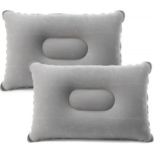 Trahoo-2 Pièces Coussin De Voyage Oreiller Gonflable 34 * 22cm Coussin De Voyage Gonflable Coussin De Plage Oreillers Gonflables Parfaits Pour Les Voyages/Camping/Plein Air/Pêche¿Gris¿ - Neuf