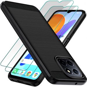 Kal-Coque Pour Honor 70 Lite/Honor X8 5g / X6a / X6 (Pas Pour Honor X8 4g) Avec 2 Pièces Protection Écran En Verre Trempé, Souple Tpu Housse Etui De Protection En Silicone Antichoc - Noir - Neuf