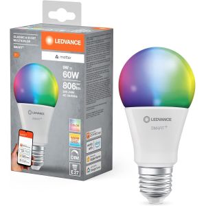 Smart+ Matter Led Lampe,Compatible Avec Google,Alexa,Apple,White Frost Optics,9w,806lm,E27,Couleur Lumière Et Lumière Blanche,Avec Contrôle Vocal,Jusqu'à 20 000 Hrs De Vie,1-Pack - Neuf